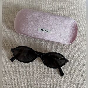 Miu Miu Black Sunglasses with Pink Velvet Case